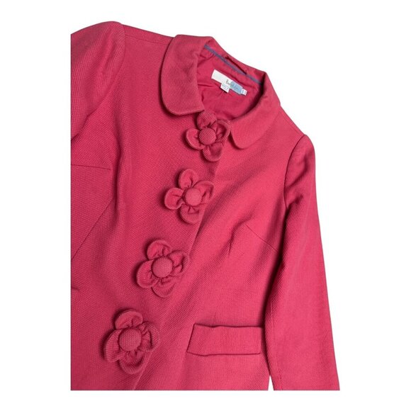 BODEN Luxury Designer Floral Button Business Casual Pink Trench Jacket Womens 6P - Picture 2 of 5